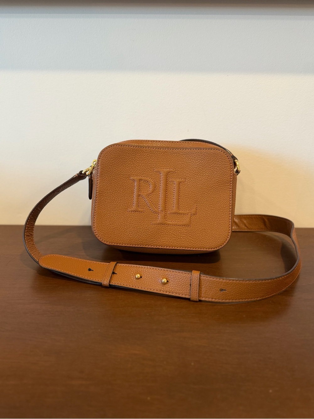 Ralph Lauren Tan RL Leather Crossbody Bag